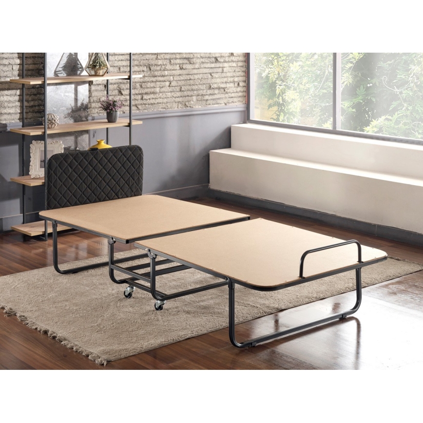 Cama de solteiro dobrável metálica HERON 90x204 cm, branca, suporta até 120 kg