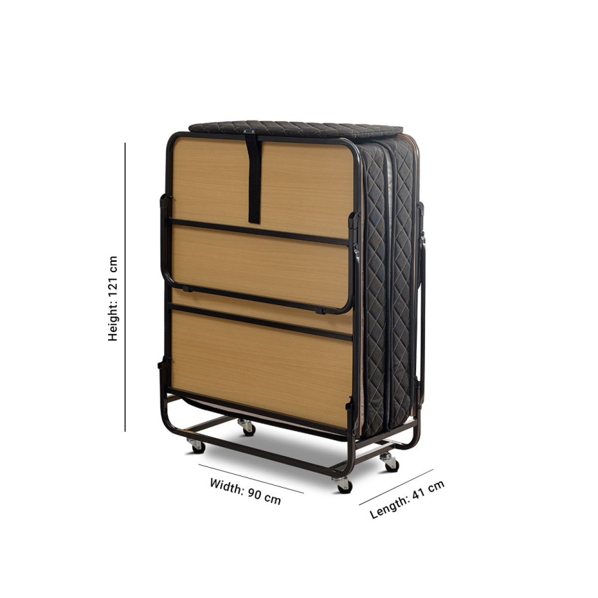 Cama de solteiro dobrável metálica HERON 90x204 cm, branca, suporta até 120 kg