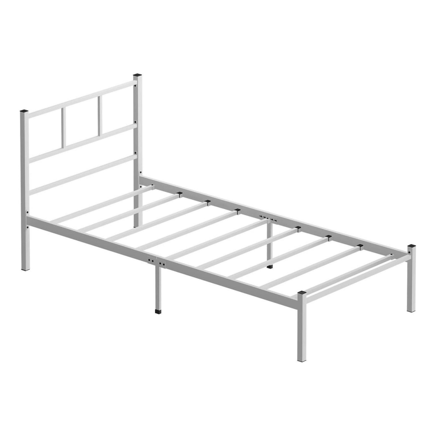 Cama de solteiro metálica ROVAN 90 x 200 cm, branca — suporta até 120 kg