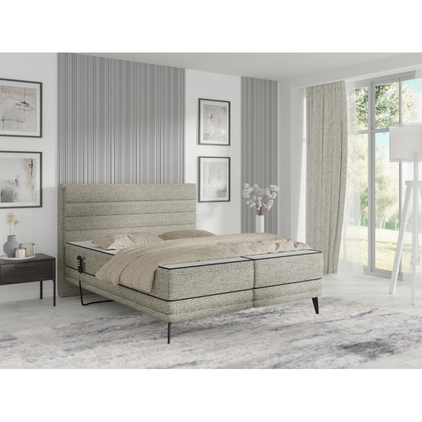 Cama elétrica reclinável estofada com colchões MILA 180x200 cm cinza