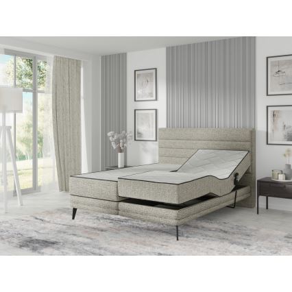Cama elétrica reclinável estofada com colchões MILA 180x200 cm cinza