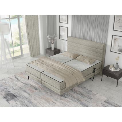Cama elétrica reclinável estofada com colchões MILA 180x200 cm cinza