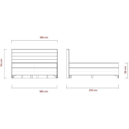Cama elétrica reclinável estofada com colchões MILA 180x200 cm cinza
