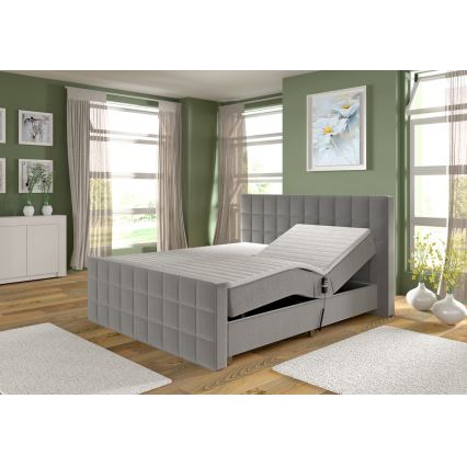 Cama elétrica reclinável estofada com colchões e topper HELEN 180x200 cm cinza