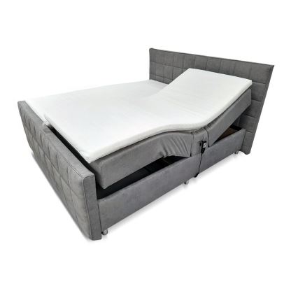 Cama elétrica reclinável estofada com colchões e topper HELEN 180x200 cm cinza