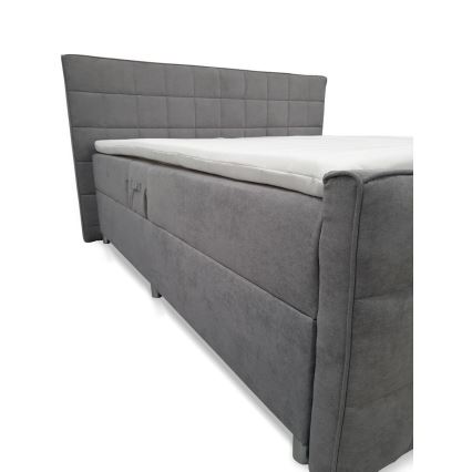Cama elétrica reclinável estofada com colchões e topper HELEN 180x200 cm cinza