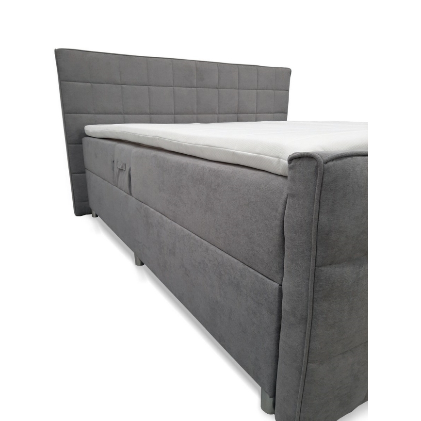Cama elétrica reclinável estofada com colchões e topper HELEN 180x200 cm cinza