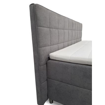 Cama elétrica reclinável estofada com colchões e topper HELEN 180x200 cm cinza
