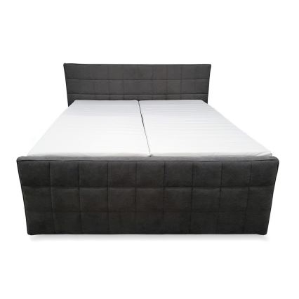 Cama elétrica reclinável estofada com colchões e topper HELEN 180x200 cm cinza