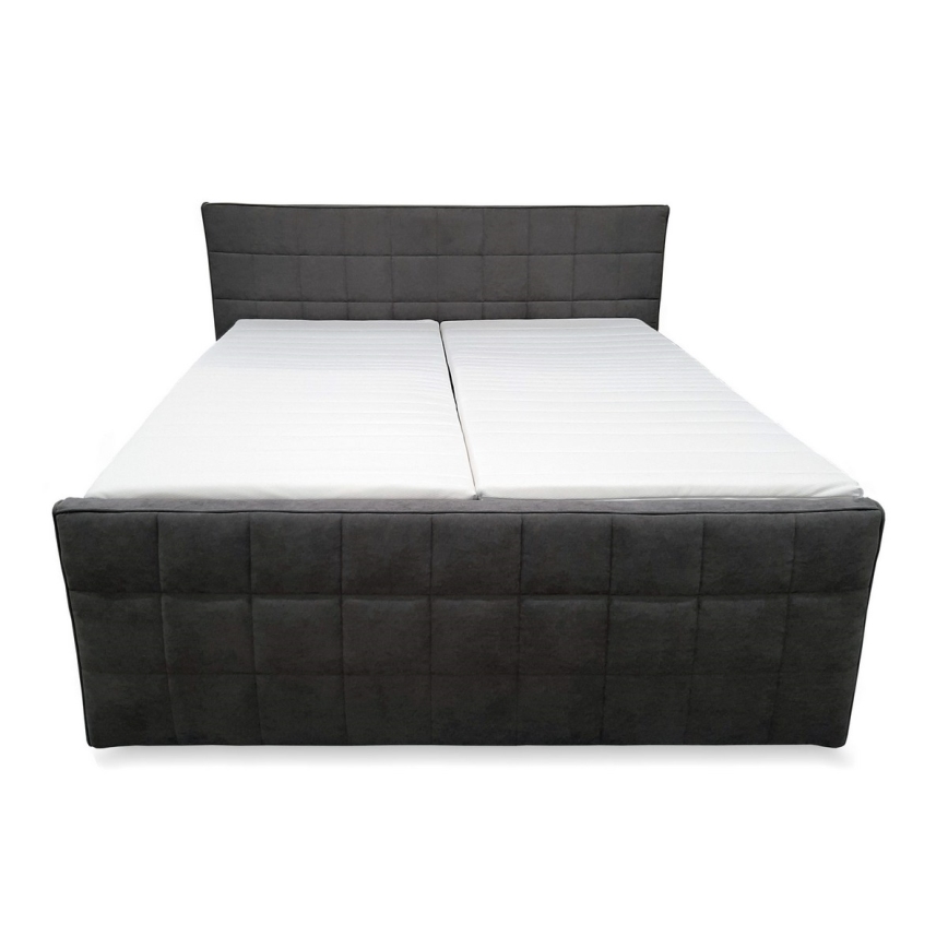 Cama elétrica reclinável estofada com colchões e topper HELEN 180x200 cm cinza