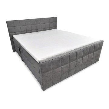Cama elétrica reclinável estofada com colchões e topper HELEN 180x200 cm cinza