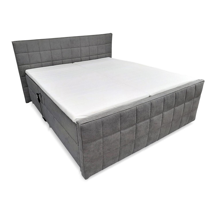 Cama elétrica reclinável estofada com colchões e topper HELEN 180x200 cm cinza