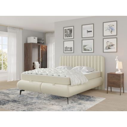 Cama estofada com colchões e espaço de arrumação ALEXA 140x200 cm bege