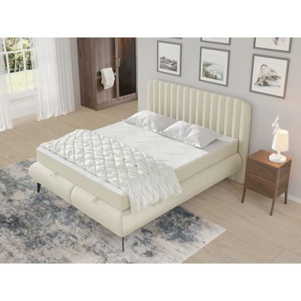 Cama estofada com colchões e espaço de arrumação ALEXA 140x200 cm bege