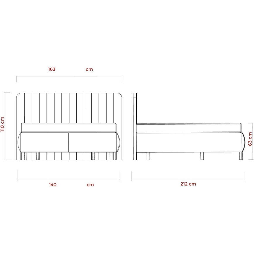 Cama estofada com colchões e espaço de arrumação ALEXA 140x200 cm bege