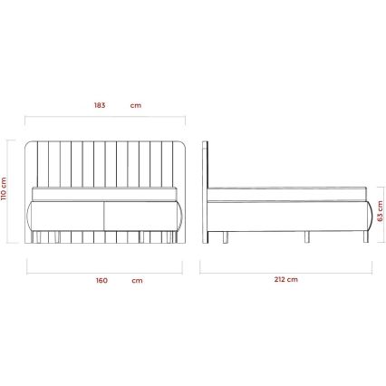 Cama estofada com colchões e espaço de arrumação ALEXA 160x200 cm bege
