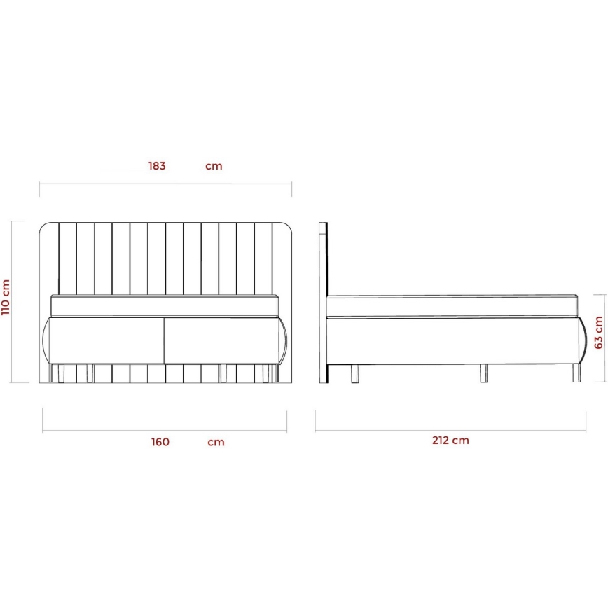 Cama estofada com colchões e espaço de arrumação ALEXA 160x200 cm bege