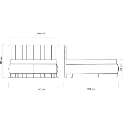 Cama estofada com colchões e espaço de arrumação ALEXA 180x200 cm bege