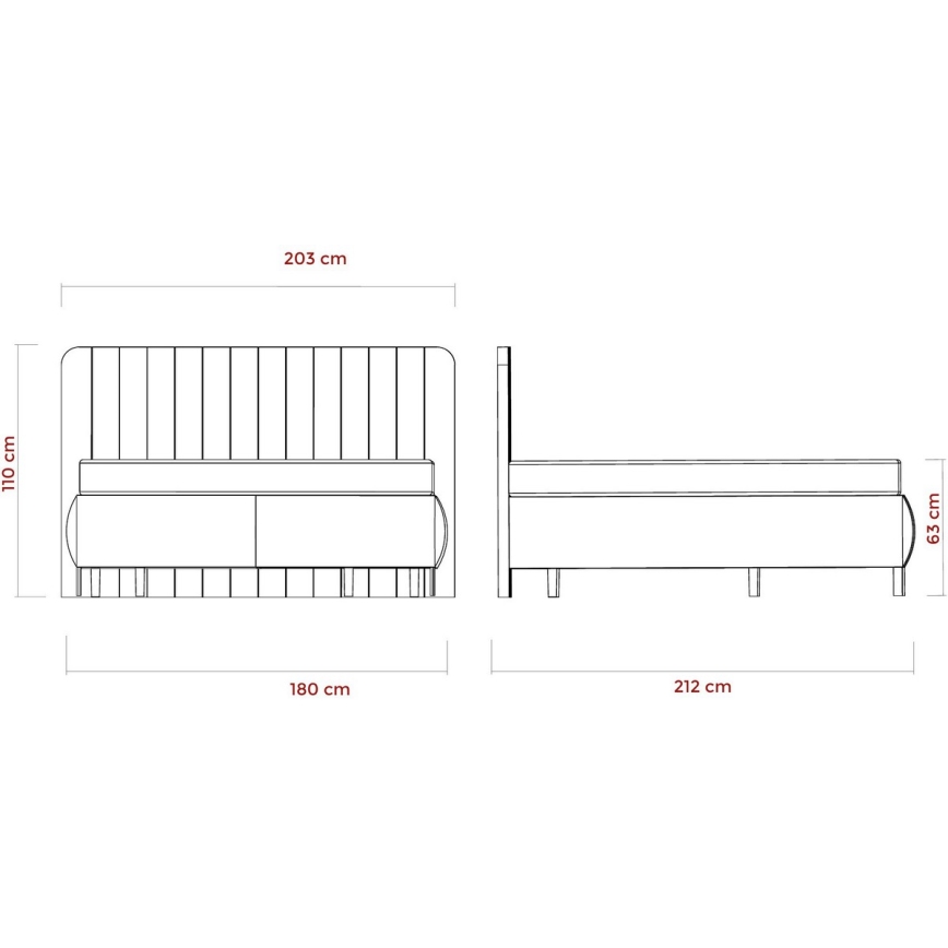 Cama estofada com colchões e espaço de arrumação ALEXA 180x200 cm bege