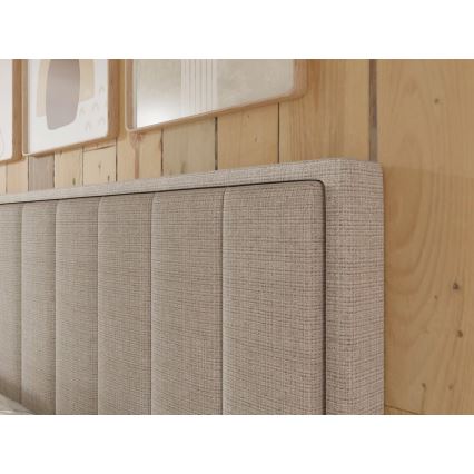 Cama estofada com colchões e topper, com espaço de arrumação ALICIA 140x200 cm bege