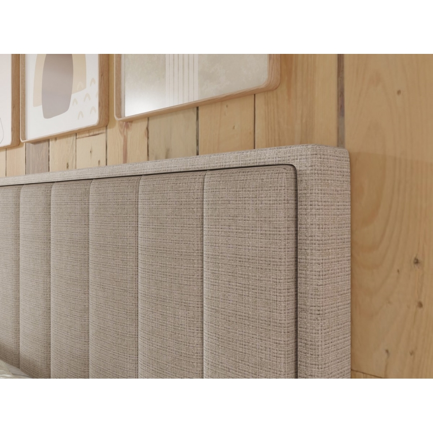 Cama estofada com colchões e topper, com espaço de arrumação ALICIA 140x200 cm bege