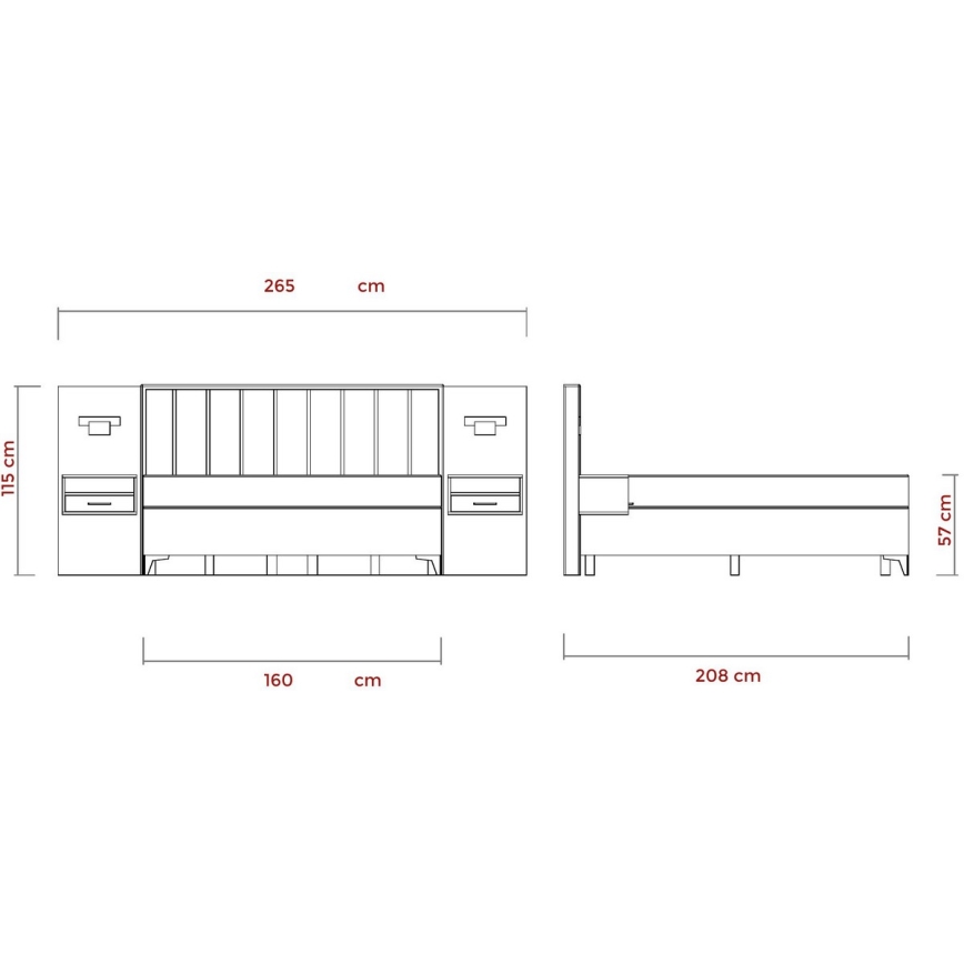 Cama estofada com colchões e topper com espaço de arrumação ALICIA 160x200 cm bege