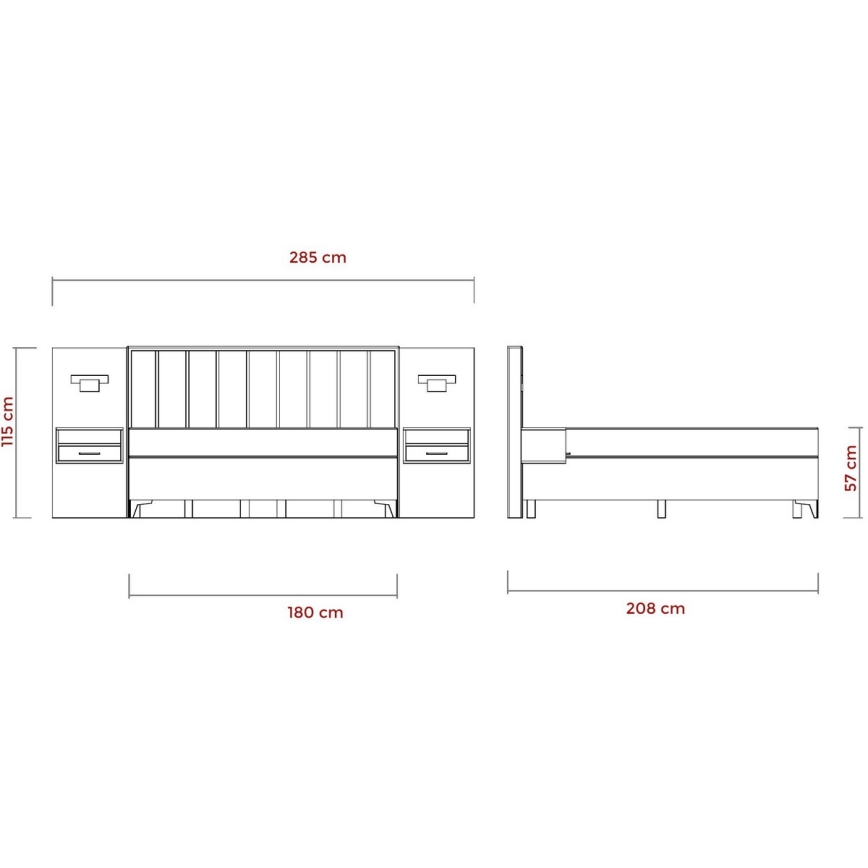 Cama estofada com colchões e topper com espaço de arrumação ALICIA 180x200 cm bege