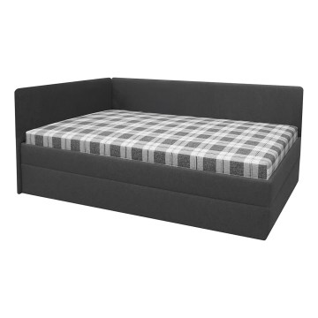 Cama estofada ARLY com cabeceira reversível (esq./dir.) 110x200 cm antracite/branco
