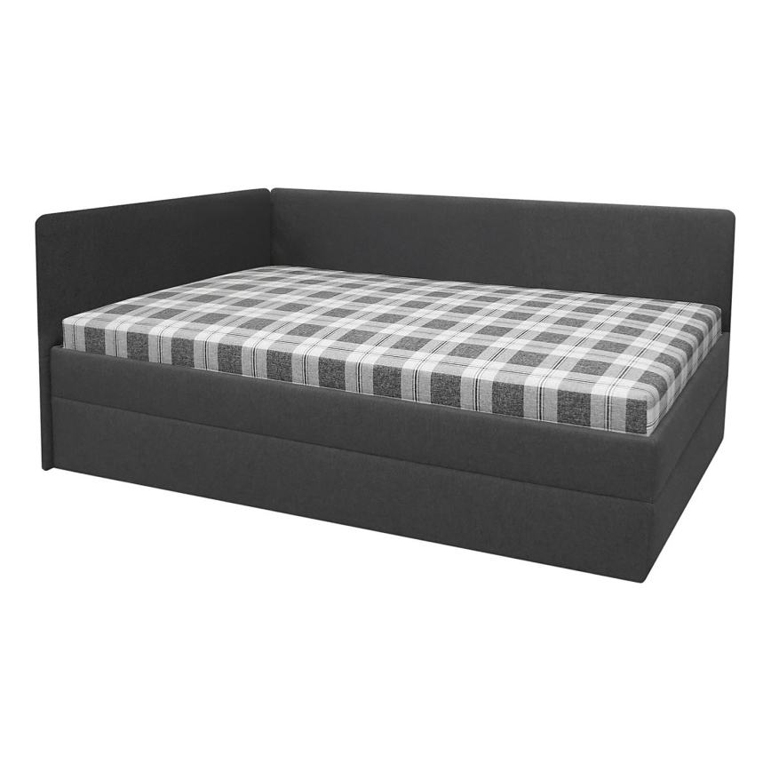 Cama estofada ARLY com cabeceira reversível (esq./dir.) 110x200 cm antracite/branco