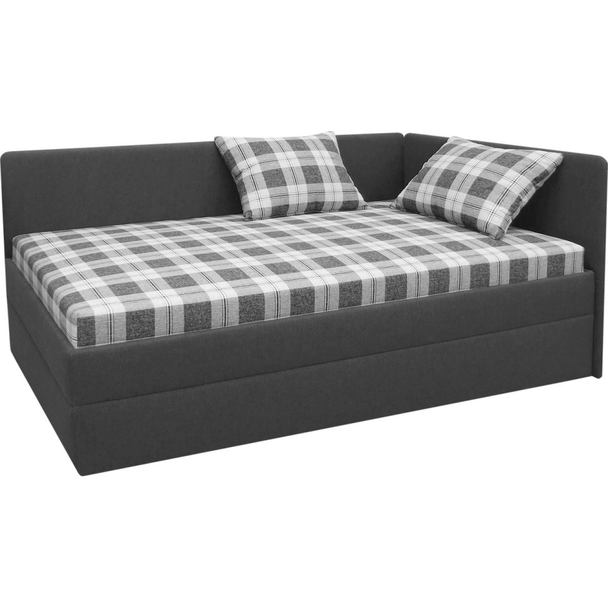 Cama estofada ARLY com cabeceira reversível (esq./dir.) 110x200 cm antracite/branco