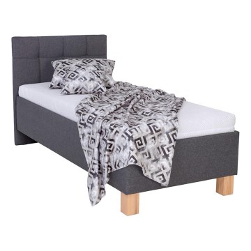 Cama estofada com arrumação integrada, sem colchão incluído MARIA ONE 90x200 cm cinzenta