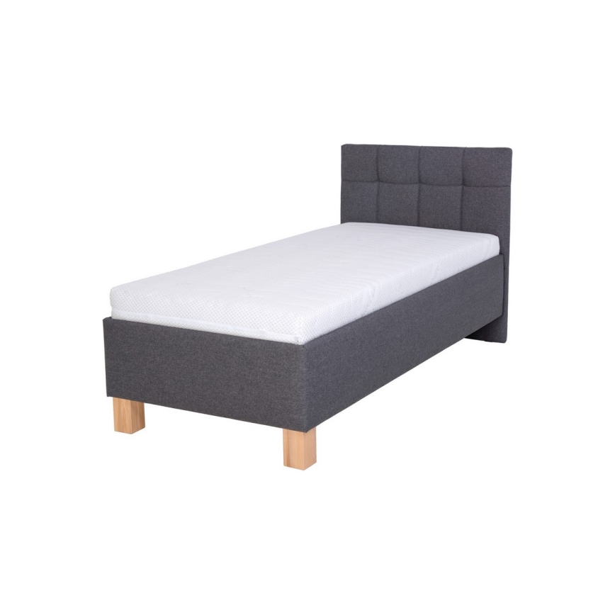 Cama estofada com arrumação integrada, sem colchão incluído MARIA ONE 90x200 cm cinzenta