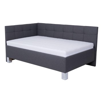 Cama estofada com colchão e espaço de arrumação MARIA PETITE 120x200 cm cinza