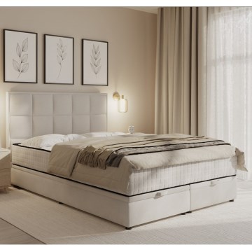 Cama estofada com colchões e compartimento de arrumação GRACE 160x200 cm bege