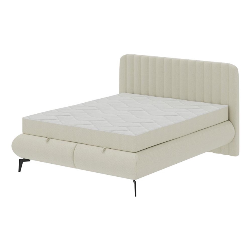 Cama estofada com colchões e espaço de arrumação ALEXA 140x200 cm bege