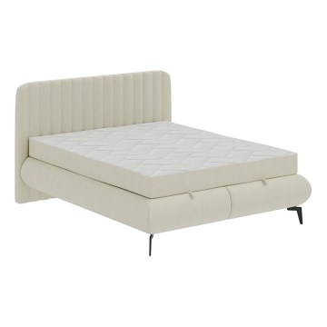 Cama estofada com colchões e espaço de arrumação ALEXA 180x200 cm bege