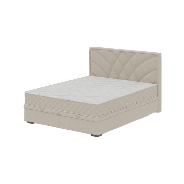Cama estofada com colchões e espaço de arrumação GINA 140x200 cm bege