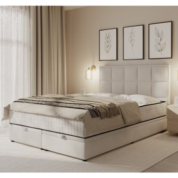 Cama estofada com colchões e espaço de arrumação GRACE 140x200 cm bege
