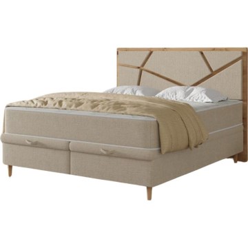 Cama estofada com colchões e espaço de arrumação NAOMI 140x200 cm bege