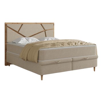 Cama estofada com colchões e espaço de arrumação NAOMI 180x200 cm bege