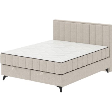 Cama estofada com colchões e topper, com espaço de arrumação ALICIA 140x200 cm bege