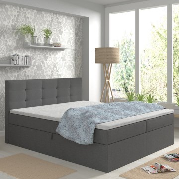 Cama estofada com colchões e topper com espaço de arrumação EMBER 180x200 cm antracite