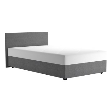 Cama estofada com espaço de arrumação e colchão DARIA 120x200 cm cinza
