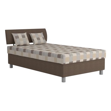 Cama estofada com espaço de arrumação e colchão GEORGE 90x200 cm castanha