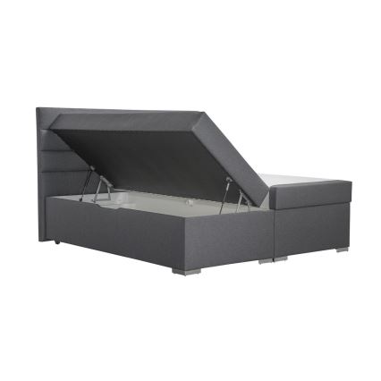 Cama almofadada com espaço de armazenamento e matracemi com topper NEW BOLERO 180x200 cm cinzento