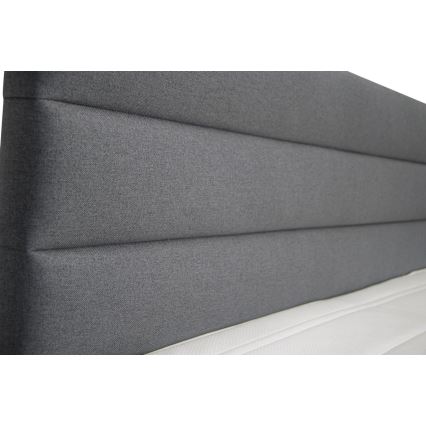 Cama almofadada com espaço de armazenamento e matracemi com topper NEW BOLERO 180x200 cm cinzento