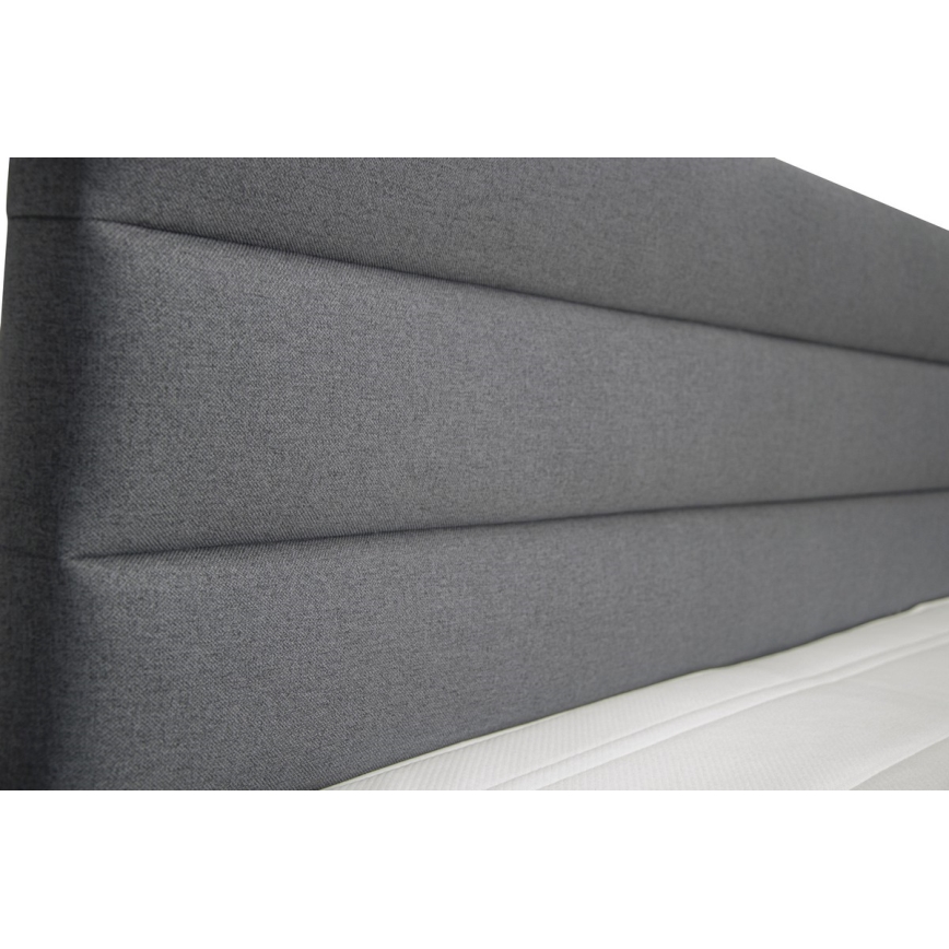 Cama almofadada com espaço de armazenamento e matracemi com topper NEW BOLERO 180x200 cm cinzento