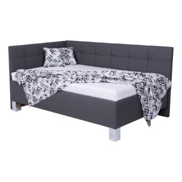 Cama estofada com espaço de arrumação MARIA PETITE 120x200 cm — sem colchão, cinzenta