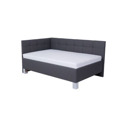 Cama estofada com espaço de arrumação MARIA PETITE 120x200 cm — sem colchão, cinzenta
