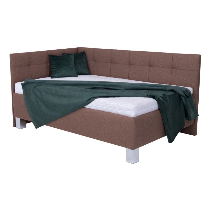 Cama estofada com espaço de arrumação, sem colchão, MARIA PETITE 120x200 cm, castanha